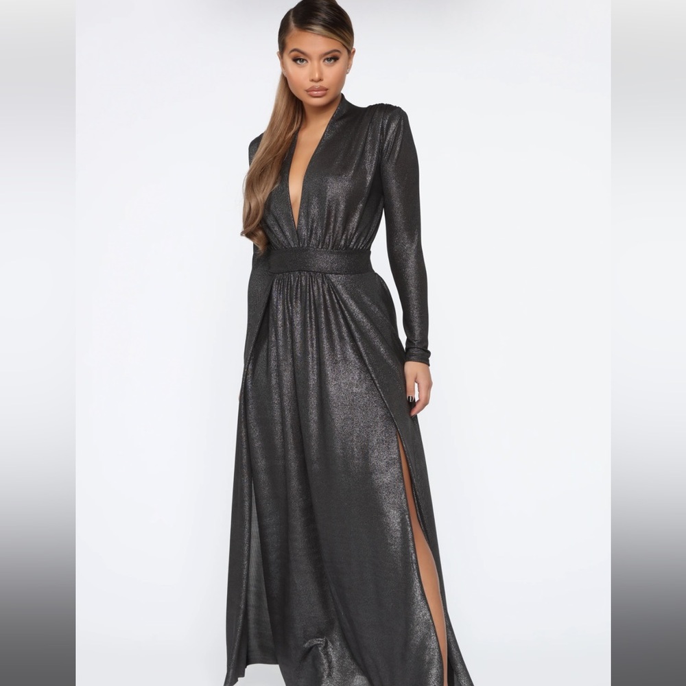 Fashion Nova Have it All Maxi Dress charcoal